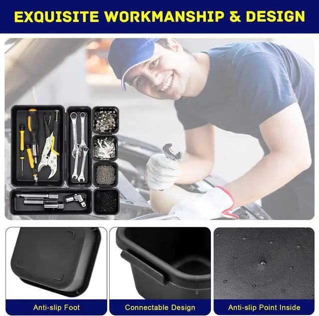 Alt view image 7 of 7 - Tool Box Organizer, Tool Drawer Organizer Tray Divider, Toolbox Organization, Garage Tool Organizers and Storage, Tool Box Accessories for Rolling Tool Chest Cabinet (47PCS)