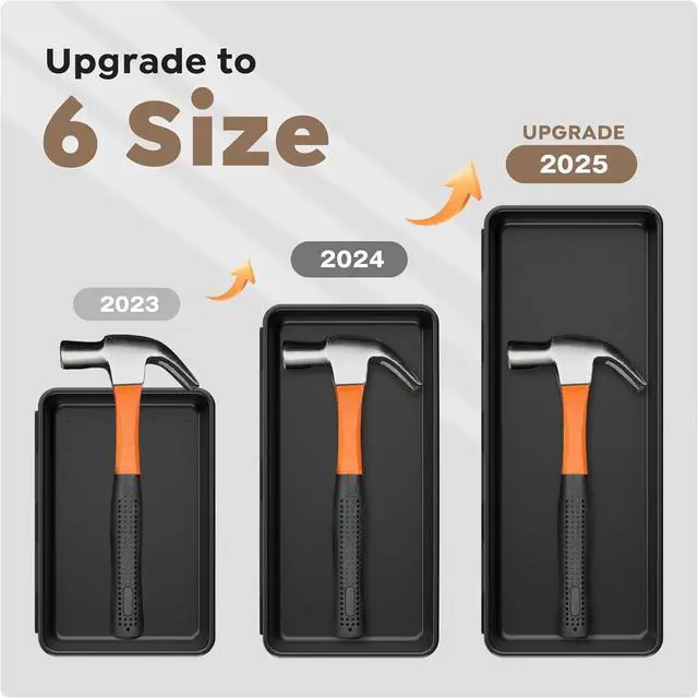 Alt view image 2 of 7 - Fits 100+ Tools100-Piece 6-SizeTool Organizer Tray Set - Black Plastic Drawer Dividers for Garage Cabinets, Rolling Tool Chests, Workbenches & Office Storage.