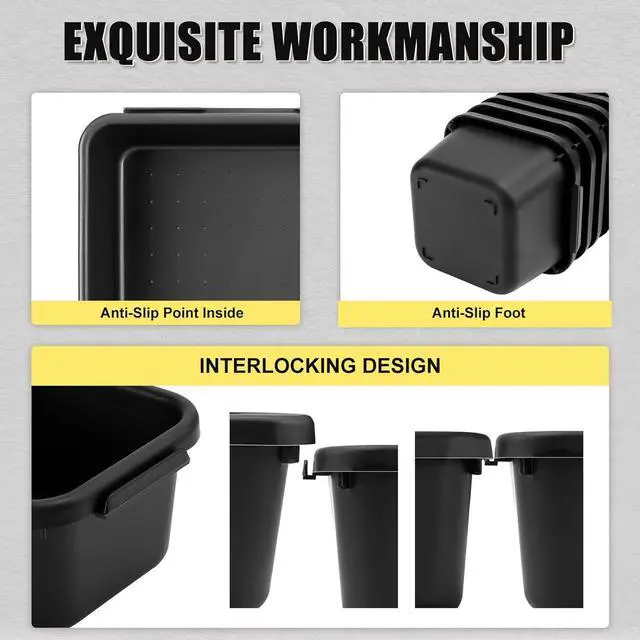 Alt view image 6 of 7 - 60PCS Tool Box Organizer Tray Divider, More Large Sizes-5 Sizes Desk Drawer Organizers Garage Tool Organizer and Storage, Black Plastic Tray Organizer Bins for Home Office Supplies and Tools