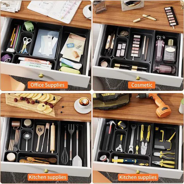 Alt view image 4 of 7 - 46 Pack 5-Sizes Large 12'' Tool Box Organizer Tray, Tool Box Organizers and Storage, for Hammer, Wrench, Screw, Small Parts Toolbox Organization, Tool Cart Chest Garage Drawer Organizer Tray, Black