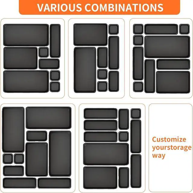 Alt view image 7 of 7 - 46 Pack 5-Sizes Large 12'' Tool Box Organizer Tray, Tool Box Organizers and Storage, for Hammer, Wrench, Screw, Small Parts Toolbox Organization, Tool Cart Chest Garage Drawer Organizer Tray, Black