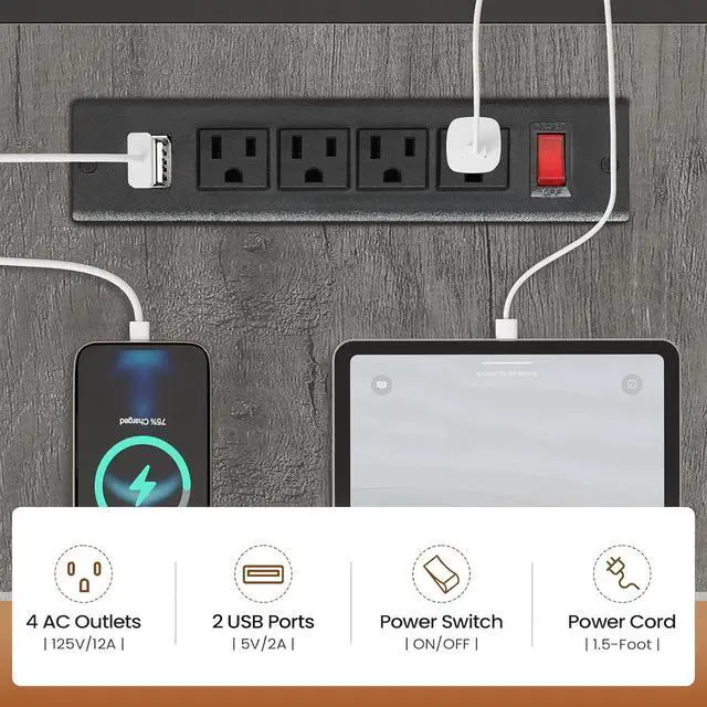 Alt view image 6 of 7 - 61 Inch Executive Desk, Large Office Desk with File Drawer, L Shaped Desk with Drawers, Computer Desk with Mobile CPU Stand, Storage Shelves, Power Outlets for Home Office, Grey