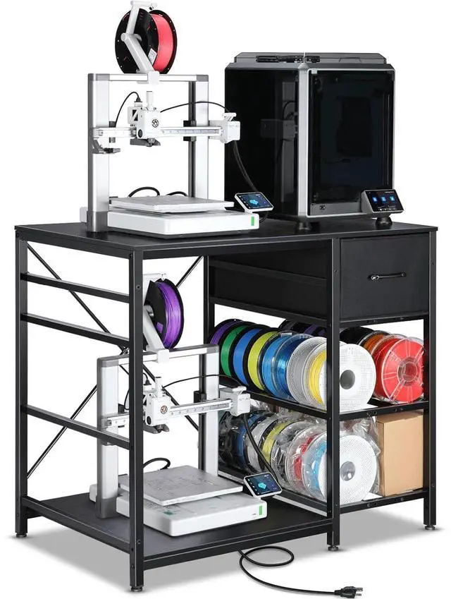 Main image of 3D Printer Stand with Filaments Storage - 3D Printer Table Filament Storage Rack Heavy Duty 3D Print Desk with Drawer for Workshop Studio Office