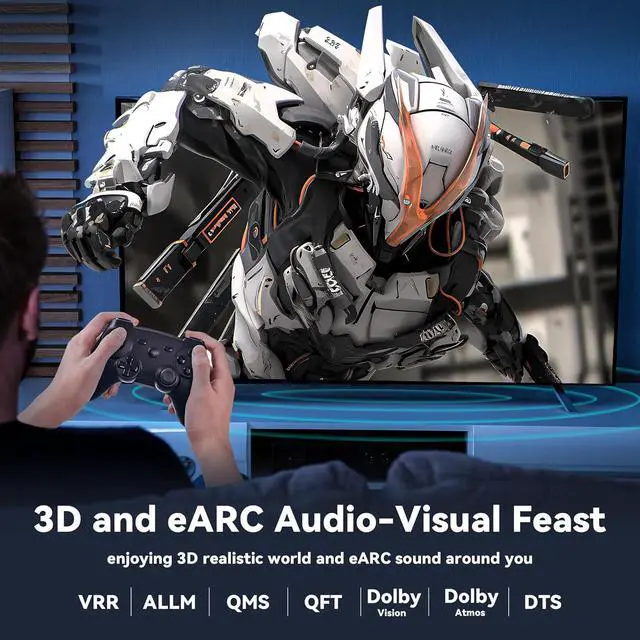 Alt view image 4 of 7 - 8K HDMI 2.1 Cable 6ft, Fiber Optic HDMI Cable, Ultra High Speed Thin HDMI Cord, 48Gbps, 8K@60Hz 4K@120Hz, Dynamic HDR, eARC, HDCP 2.2&2.3, 3D, for HDTV Monitor Game Laptop Xbox PS4/PS5