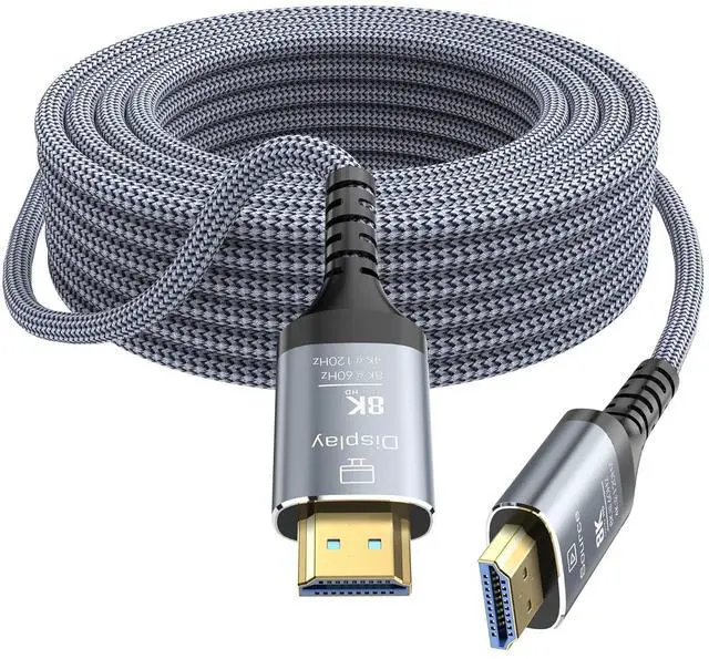 Main image of 8K Fiber Optic HDMI Cable 50FT, 48Gbps Ultra High Speed Long HDMI 2.1 Cord Braided 8K@60Hz 4K@120Hz HDR10/HDCP2.2&2.3/eARC/3D Compatible for PS5, Xbox, HDTV, Laptop, Monitor