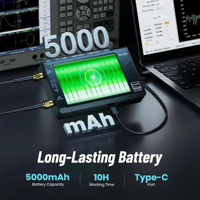 Alt view image 7 of 7 - TinySA Ultra+ ZS407 7.3GHz Spectrum Analyzer: Upgraded 4 Inch HW V0.5.4 100kHz-7.3GHz Handheld Tiny Frequency Analyzer - 2-in-1 RF Signal Generator 100kHz to 900MHz MF/HF/VHF UHF
