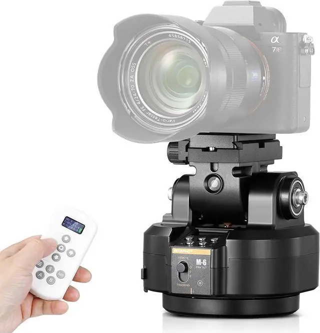 Auto Face Tracking Motorized Rotating Panoramic Tripod Head,AI Smart Face Body Tracking Remote Control Pan Tilt Head with Remote Control and Mobile Phone Clip for DSLR Cameras/Camcorders