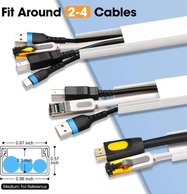 Alt view image 6 of 7 - 315in Cord Hider Kit, Paintable Cable Raceway, Cord Covers for Wires on Wall, Cord Hider for Wall Mount tv, tv Cable Hider Wall kit, Wire Covers for Cords, 20X L15.7in X W0.96in X H0.57in, White