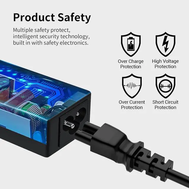 Alt view image 6 of 7 - 45W USB C Chromebook Charger Compatible with HP X360 11 13, Spectre X360 13 Elite X2 14-ca051wm Compatible with Lenovo Compatible with Acer Type C Power Cord