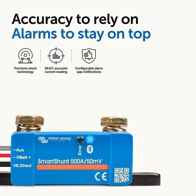 Alt view image 4 of 7 - Victron Energy SmartShunt 500A Bluetooth Shunt IP65 Battery Gauge 6-70V
