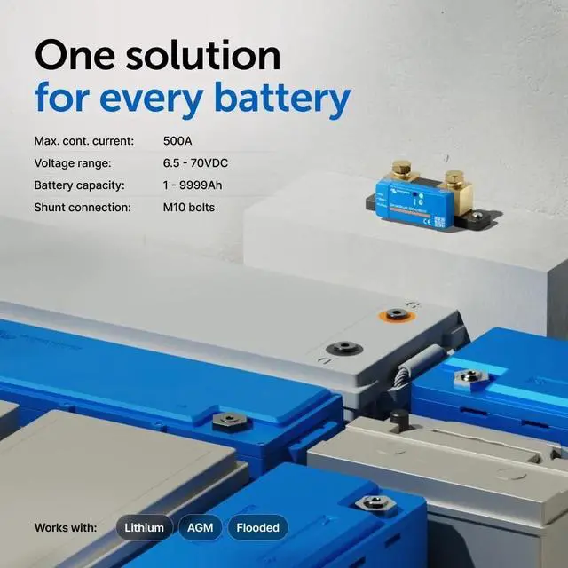 Alt view image 3 of 7 - Victron Energy SmartShunt 500A Bluetooth Shunt IP65 Battery Gauge 6-70V