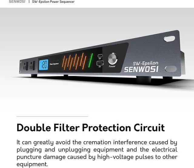 Alt view image 4 of 7 - 10 Socket Power Conditioner/Surge Sequencer USB Type-C/Type-A Charger