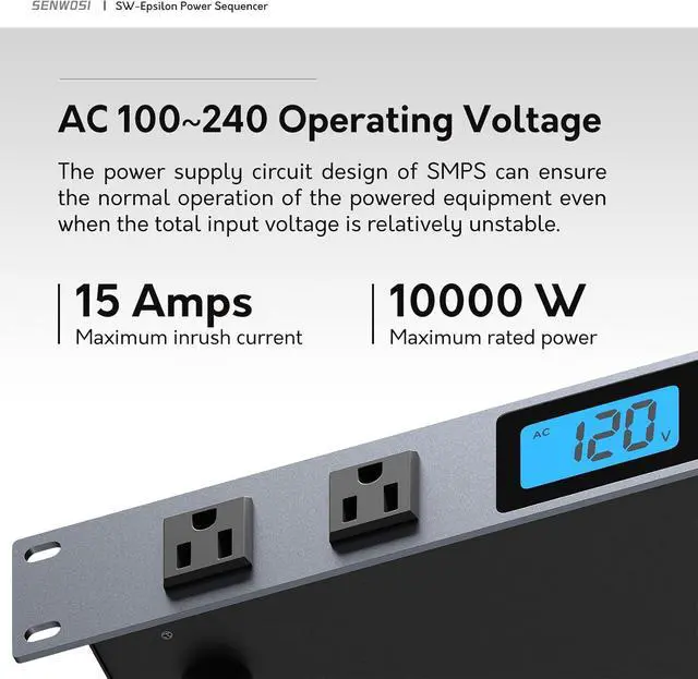 Alt view image 7 of 7 - 10 Socket Power Conditioner/Surge Sequencer USB Type-C/Type-A Charger