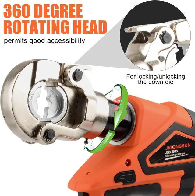 Alt view image 2 of 7 - Electric Hydraulic Crimping Tool, Battery Cable Crimper Tool, Rechargeable Crimper for Cu/Al Terminal, Continuously Crimp 12 Ton Rang 8AWG-600MCM 12 Pairs of Dies