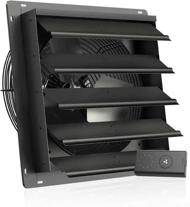 Main image of AC Infinity AIRLIFT S16, Shutter Exhaust Fan 16 with 10-Speed Controller, EC Motor - Wall Mount Ventilation and Cooling for Sheds, Attics, Workshops, and Greenhouses