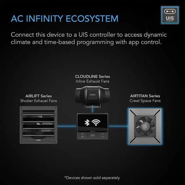 Alt view image 6 of 7 - AC Infinity AIRLIFT S16, Shutter Exhaust Fan 16 with 10-Speed Controller, EC Motor - Wall Mount Ventilation and Cooling for Sheds, Attics, Workshops, and Greenhouses