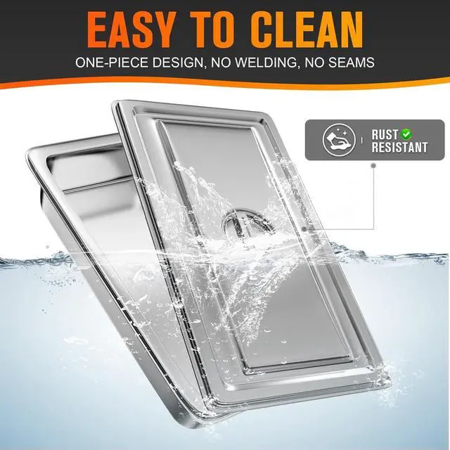 Alt view image 7 of 7 - Hotel Pan, Full Size Steam Table Pan 2.5" Deep Stainless Steel With Lid 20.8" L x 13" W Anti-Jam Buffet Commercial (4 Pack)