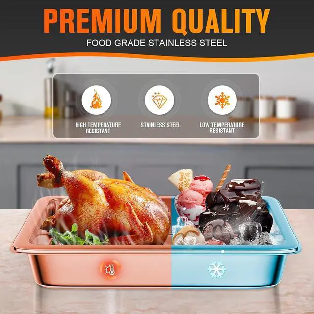 Alt view image 6 of 7 - Hotel Pan, Full Size Steam Table Pan 2.5" Deep Stainless Steel With Lid 20.8" L x 13" W Anti-Jam Buffet Commercial (4 Pack)