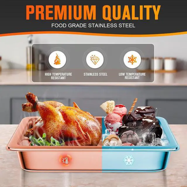 Alt view image 6 of 7 - Hotel Pan, Full Size Steam Table Pan 6" Deep Stainless Steam Table Pan with Lid Full Size Food Pan 20.8" L x 13" W Anti Jam Stainless Steel Buffet Pan Commercial Stainless Steel Pan (4 Pack)