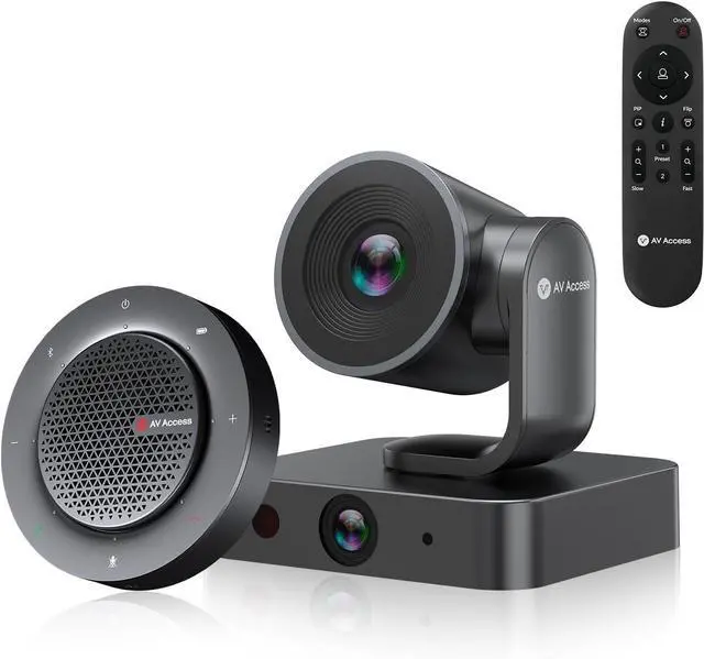 Main image of All-in-One Conference System: 4K AI PTZ Webcam with Dual Lens + Wireless USB/Bluetooth Speakerphone, AI Framing & Presenter Tracking, 15x Zoom, 360° Mic, Zoom/Teams/Webex Compatible for Meeting Room