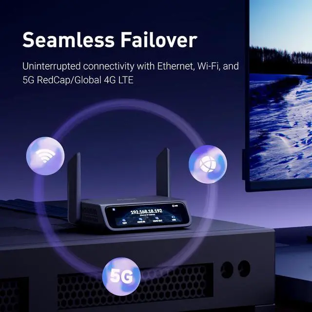Alt view image 5 of 7 - GL.iNet Comet 5G Remote 5G KVM with Failover, 4K@30FPS HDMI Passthrough, Wi-Fi 6 & Ethernet, 3.69" Touchscreen, 64GB eMMC, Tailscale Remote Access for Disaster Recovery, IT Professional