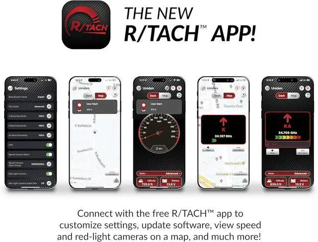 Alt view image 2 of 5 - Uniden R8W (new Model) Extreme Long Range Laser/Radar Detector, 360° Awareness, Directional Arrows, Wi-Fi, Bluetooth, GPS, Real-Time Voice Alerts, Red Light & Speed Camera Alerts, R/TACH App