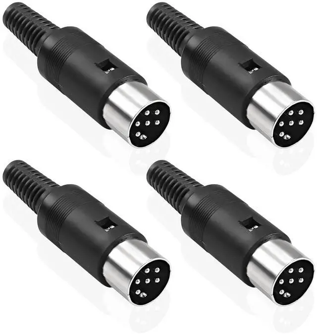 Main image of DIN 6-Pin Male Plug Connector, 4 Pack DIN 6 Pin Plug MIDI Cable Adapter Socket Solder Terminals Connector for Microphone Amplifiers