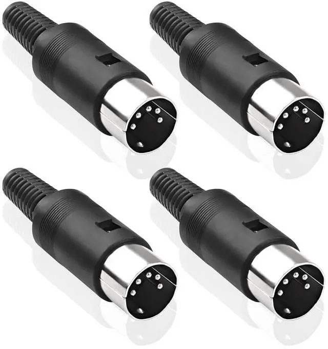 Main image of DIN 5-Pin Male Plug Connector, 4 Pack DIN 5 Pin Plug MIDI Cable Adapter Socket Solder Terminals Connector for Microphone Amplifiers