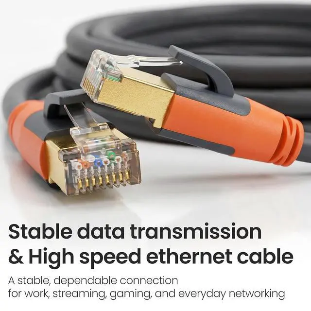 Alt view image 2 of 7 - Cat 8 Ethernet Cable 10ft, High Speed LAN Cables 40Gbps 2000MHz Shielded, Heavy Duty 26AWG Outdoor Indoor Cat8 RJ45 Internet Cord Compatible with Gaming PC PS5 Xbox Router Modem Office Industrial