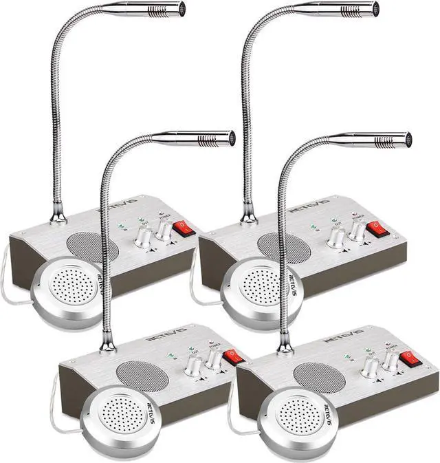 Main image of Retevis RT-9908 Window Speaker System,Intercom System,Two Way Voice Transmission,High Power Speaker for Bank,School,Store(4 Pack)