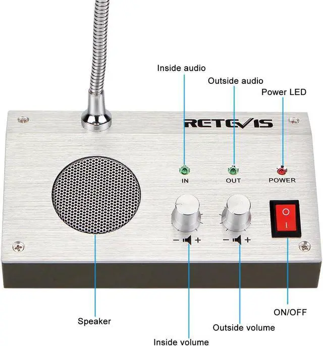 Alt view image 2 of 7 - Retevis RT-9908 Window Speaker System,Intercom System,Two Way Voice Transmission,High Power Speaker for Bank,School,Store(4 Pack)