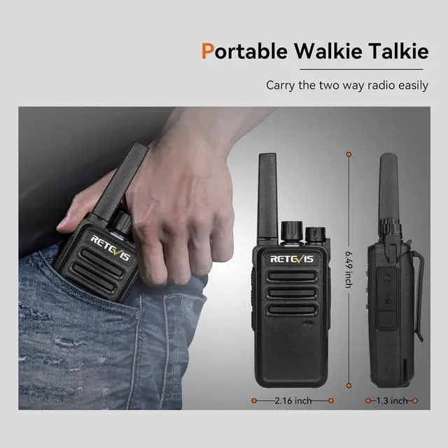 Alt view image 2 of 7 - Retevis RT68 2 Way Radio, Long Range Walkie Talkies for Adults (10 Pack) with 10 Multi Way Charger, Easier Securer Charging, 1200mAh, Compact Handheld Two Way Radios Rechargeable for Industry