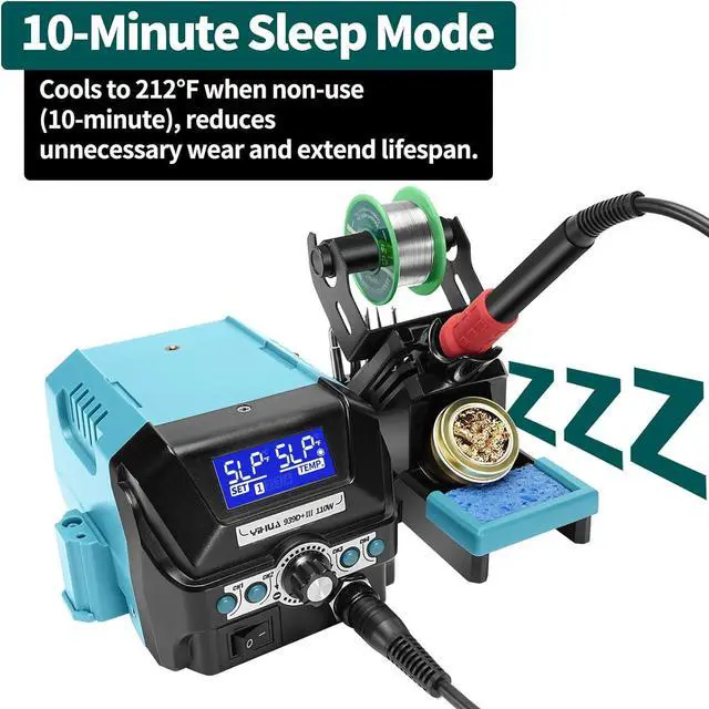 Main image of 939D+ III EVO Digital Soldering Iron Station Kit 110W High Power with LCD display, 4 Memory Channels, Sleep Mode, Digital Calibration, Solder Wire, Helping Hands, Magnifier, 3 Soldering Tips