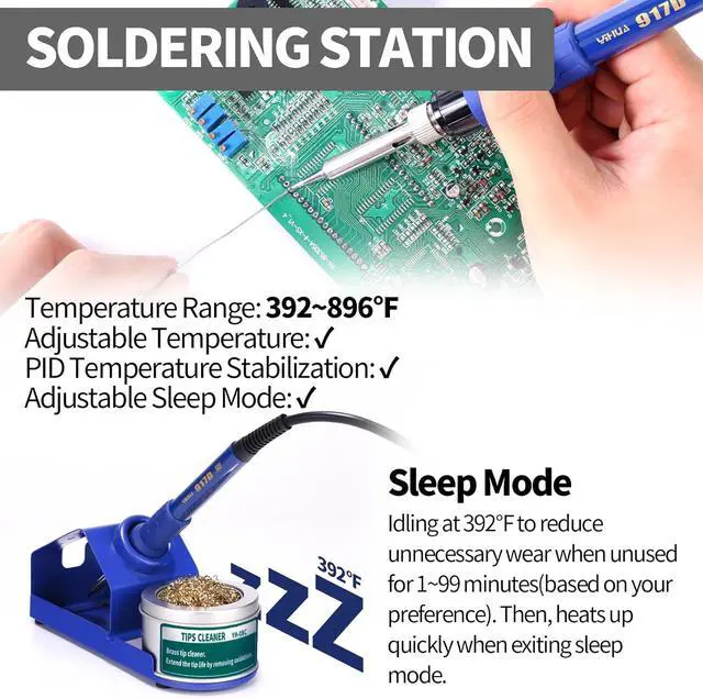 Alt view image 4 of 7 - 853D 2A USB SMD Hot Air Rework Soldering Iron Station, DC Power Supply 0-15V 0-2A with 5V USB Charging Port and 35 Volt DC Voltage Test Meter