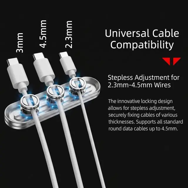 Alt view image 4 of 5 - All-metal Cable Clips, Cord Organizer Cable Management, Cable Organizers USB Cable Holder Wire Organizer Cord Clips for Desk Car Home and Office (3 Slots Silver Oxide)