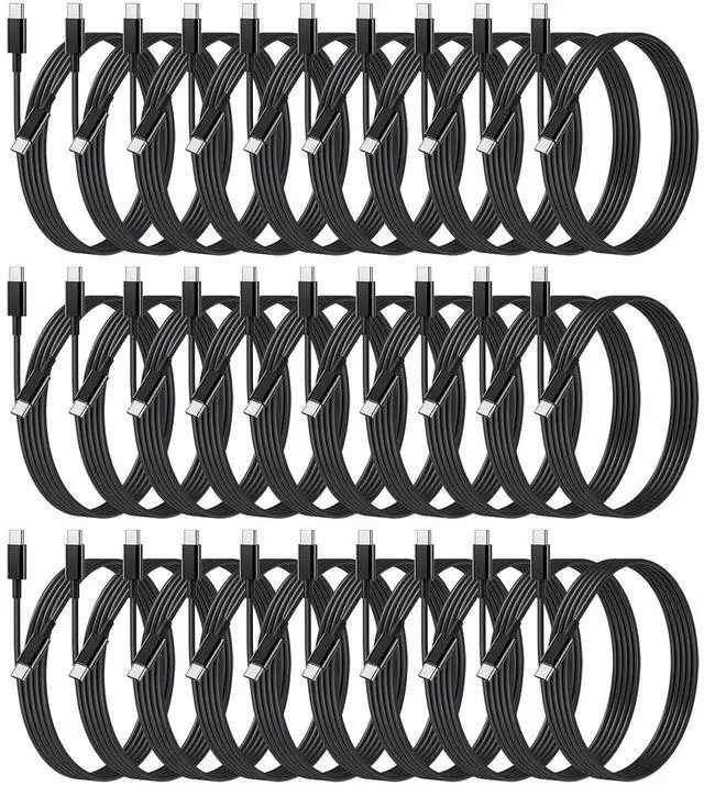 Main image of 30-Pack USB C to C 48W Charger Cable - Bulk USB-C to Type C Multipack White Fast Charging Cords, 3.3ft - Black