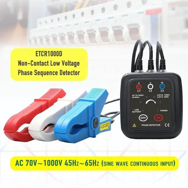 Alt view image 4 of 7 - ETCR1000D Non-Contact Phase Sequence Tester, Phase Rotation Meter, AC 70-1000V, Wire Diameter 0.4-1.6 inch | For insulated wires 0.4-1.6in (10-40mm) diameter, suitable for AC 70-1000V phase sequence t