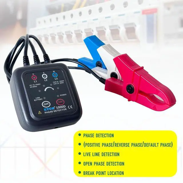 Alt view image 5 of 7 - ETCR1000D Non-Contact Phase Sequence Tester, Phase Rotation Meter, AC 70-1000V, Wire Diameter 0.4-1.6 inch | For insulated wires 0.4-1.6in (10-40mm) diameter, suitable for AC 70-1000V phase sequence t