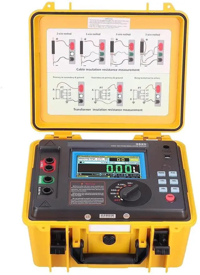 Main image of ETCR3520 5KV High Voltage Insulation Tester Megohm Meter 10T 7mA | Supports IR, PI, DAR, STEP and RAMP and capacitance measurement for cables, motors, transformers and switchgear