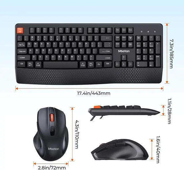 Alt view image 7 of 7 - Wireless Keyboard and Mouse, Computer Keyboard Mouse Combo, 3 DPI Adjustable Mouse Full-Sized Cordless Keyboard, for PC/Computer/Laptop/Windows/Mac, Black