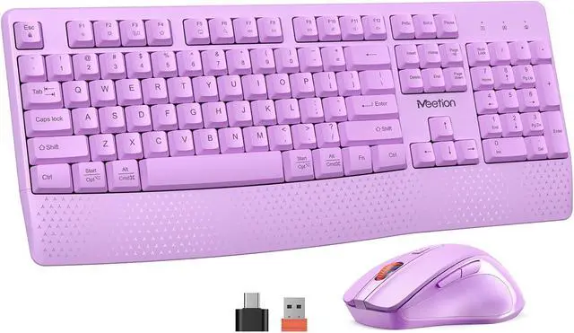 Main image of Wireless Keyboard and Mouse, Computer Keyboard Mouse Combo, 3 DPI Adjustable Mouse Full-Sized Cordless Keyboard, for PC/Computer/Laptop/Windows/Mac, Black Purple