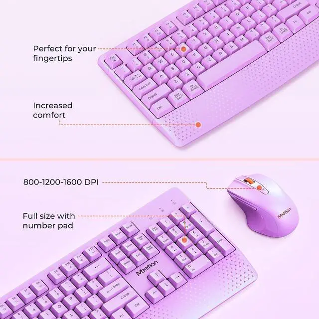 Alt view image 5 of 7 - Wireless Keyboard and Mouse, Computer Keyboard Mouse Combo, 3 DPI Adjustable Mouse Full-Sized Cordless Keyboard, for PC/Computer/Laptop/Windows/Mac, Black Purple