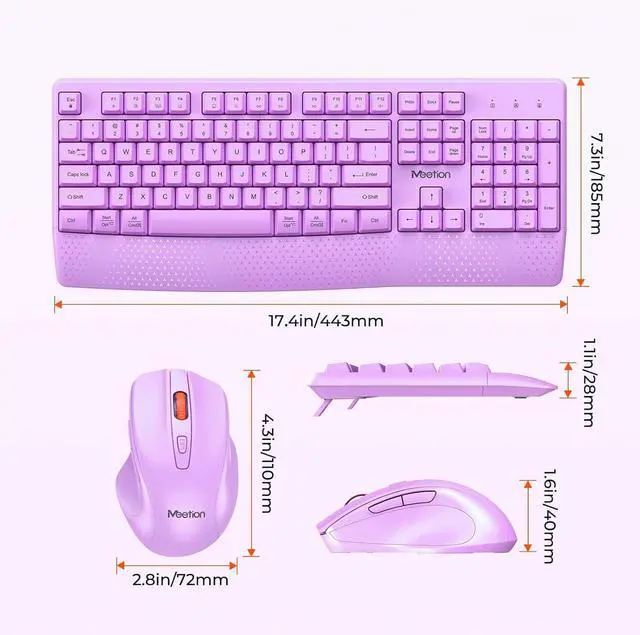 Alt view image 6 of 7 - Wireless Keyboard and Mouse, Computer Keyboard Mouse Combo, 3 DPI Adjustable Mouse Full-Sized Cordless Keyboard, for PC/Computer/Laptop/Windows/Mac, Black Purple