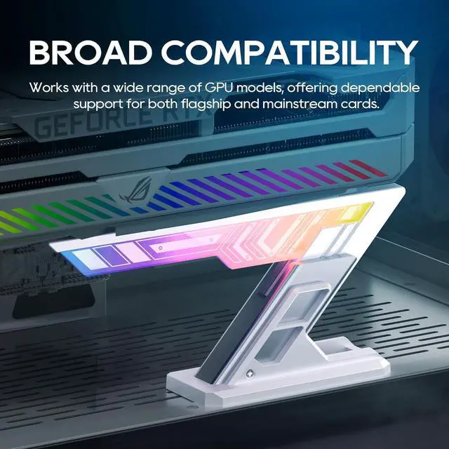 Alt view image 2 of 7 - ARGB GPU Support Bracket, Horizontal GPU Anti-Sag Support Bracket 5V 3pin Universal GPU Bracket, Graphics Video Card Brace with Height Adjustable (White)