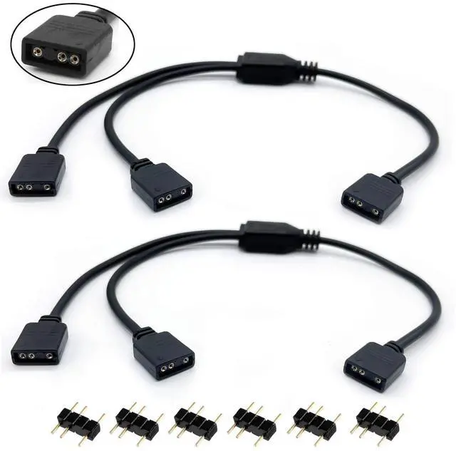 Alt view image 7 of 7 - ARGB Splitter Cable, 1-to-2 Female to Female 5V 3 Pin Addressable RGB Splitter Extension Cable ARGB LED Sync Cable for Extend PC Computer ARGB Fans Or ARGB LED Series (2 Pack)