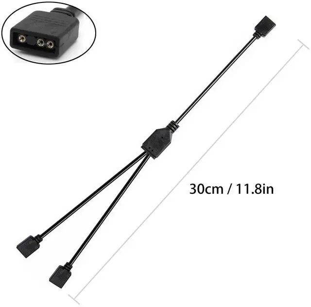 Alt view image 3 of 7 - ARGB Splitter Cable, 1-to-2 Female to Female 5V 3 Pin Addressable RGB Splitter Extension Cable ARGB LED Sync Cable for Extend PC Computer ARGB Fans Or ARGB LED Series (2 Pack)