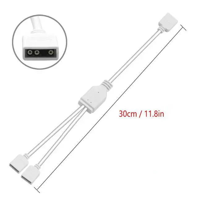 Alt view image 2 of 7 - 2PCS White ARGB Spliter Cables, 5V 3-Pin Addressable RGB 1-to-2 Y Spliter Cables, for Computer Chassis, 1 to 2 ARGB Cables, 1-to-2 ARGB Extension Cables, 11.8 Inches