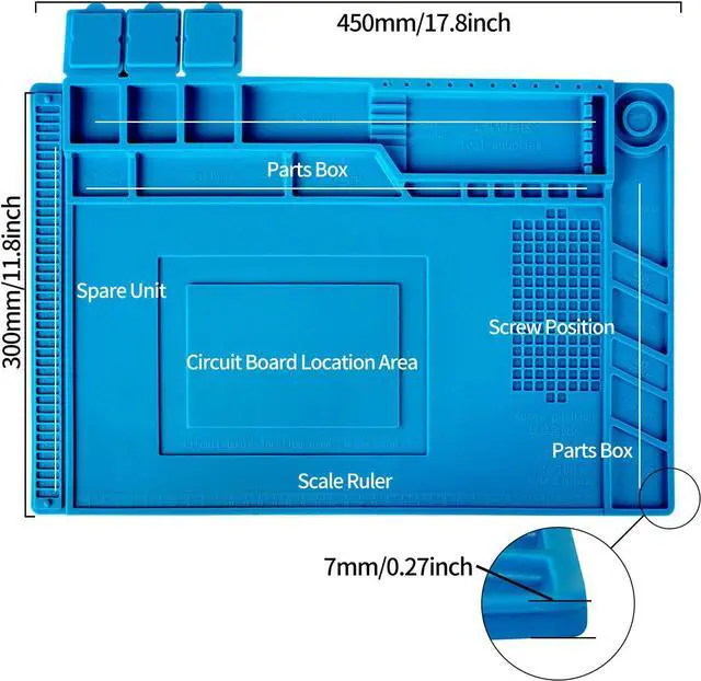 Alt view image 2 of 7 - Soldering Mat Insulation Silicone Magnetic Repair Work Station Mat Heat-Resistant for BGA and Gun Soldering Iron, Workbench, Cell Phone Laptop Repair, Size: 17.8 x 11.8 inch
