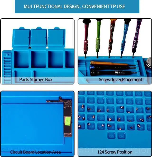 Alt view image 5 of 7 - Soldering Mat Insulation Silicone Magnetic Repair Work Station Mat Heat-Resistant for BGA and Gun Soldering Iron, Workbench, Cell Phone Laptop Repair, Size: 17.8 x 11.8 inch