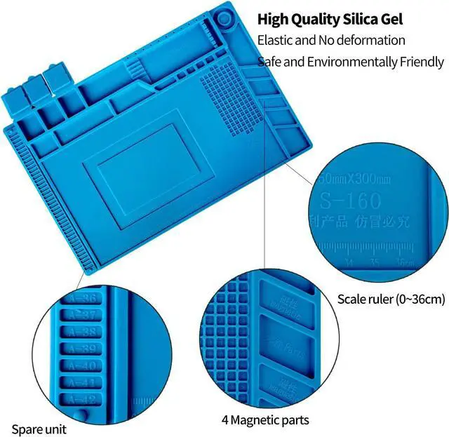 Alt view image 3 of 7 - Soldering Mat Insulation Silicone Magnetic Repair Work Station Mat Heat-Resistant for BGA and Gun Soldering Iron, Workbench, Cell Phone Laptop Repair, Size: 17.8 x 11.8 inch